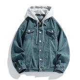 2025 New Men Denim Jackets Coats Hooded Jacket Full Sleeve Men's Washed Vintage Denim Jean Jacket Button Coat